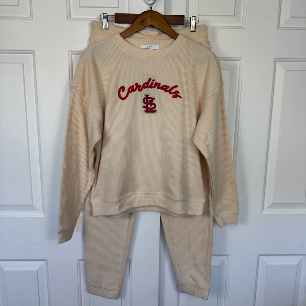 Women's WEAR by Erin‎ Andrews  Oatmeal St. Louis Cardinals Size M Rib-Knit 2 Pc